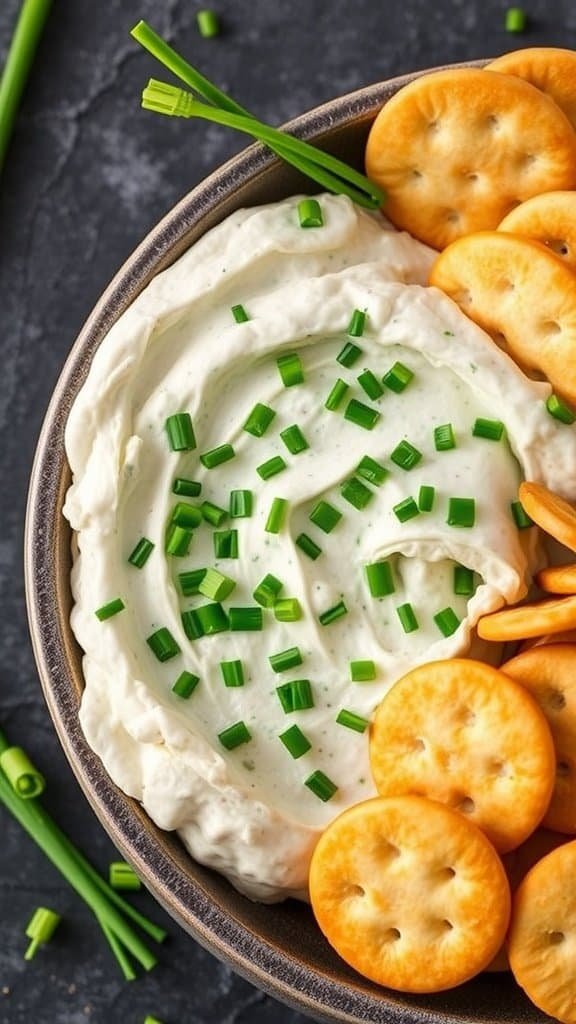 Cremiger Kräuter-Dip mit crackers