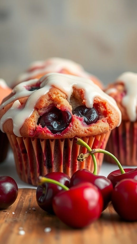 Leckere Kirschmuffins mit frischen Kirschen