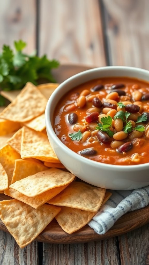 Bohnen-Dip mit Tortilla-Chips