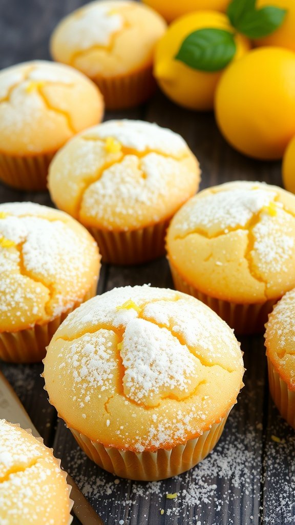 Zitronen Muffins mit Puderzucker bestäubt