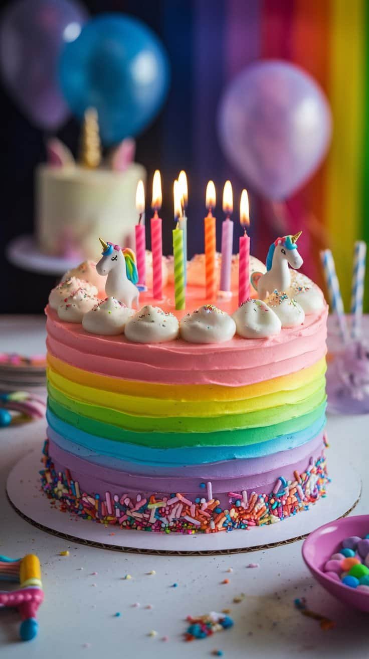 Bunter Regenbogen-Geburtstagskuchen für Kinder