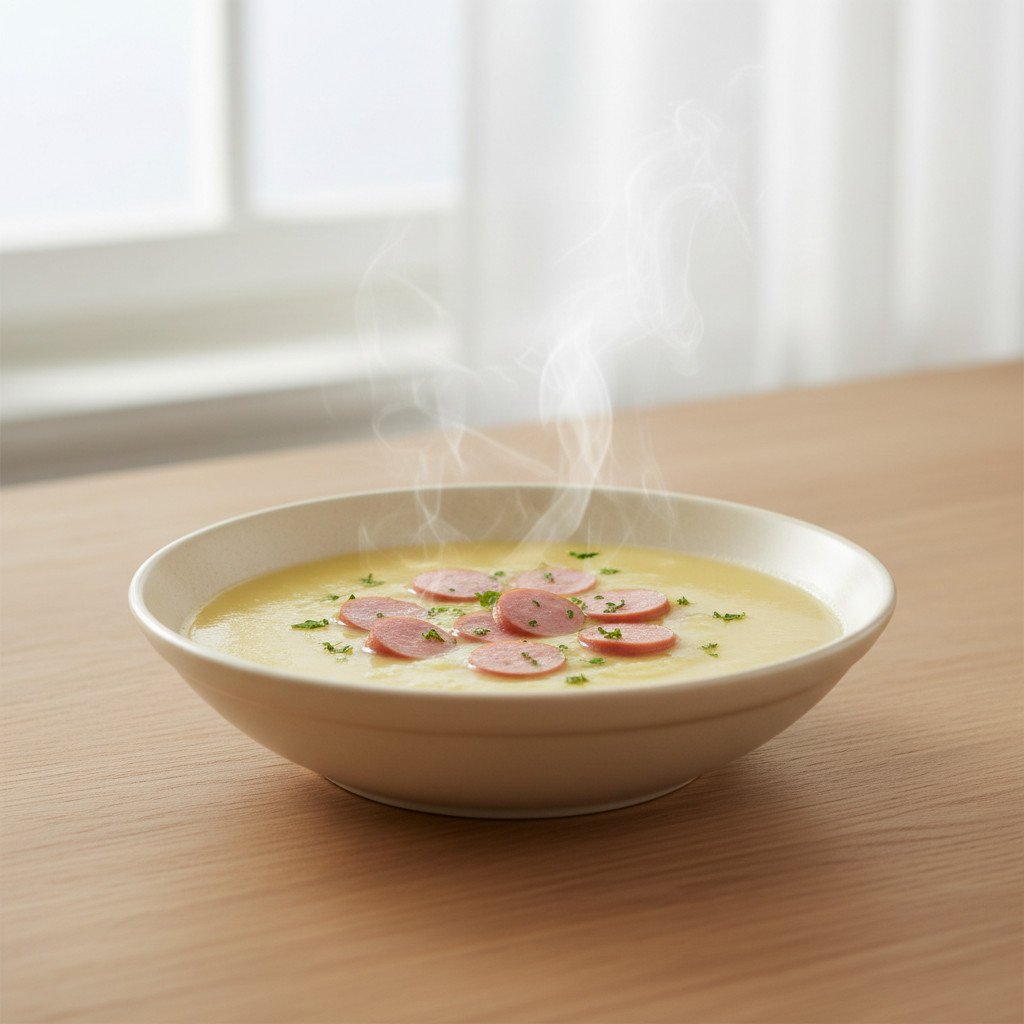 Cremige Kartoffelsuppe mit Würstchen Cremige Kartoffelsuppe mit Würstchen