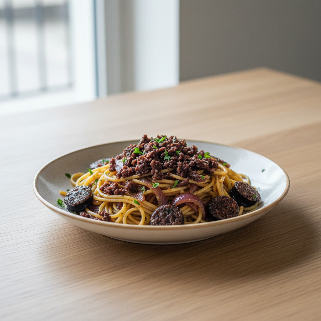 Gruselige Blutwurst-Spaghetti Gruselige Blutwurst-Spaghetti