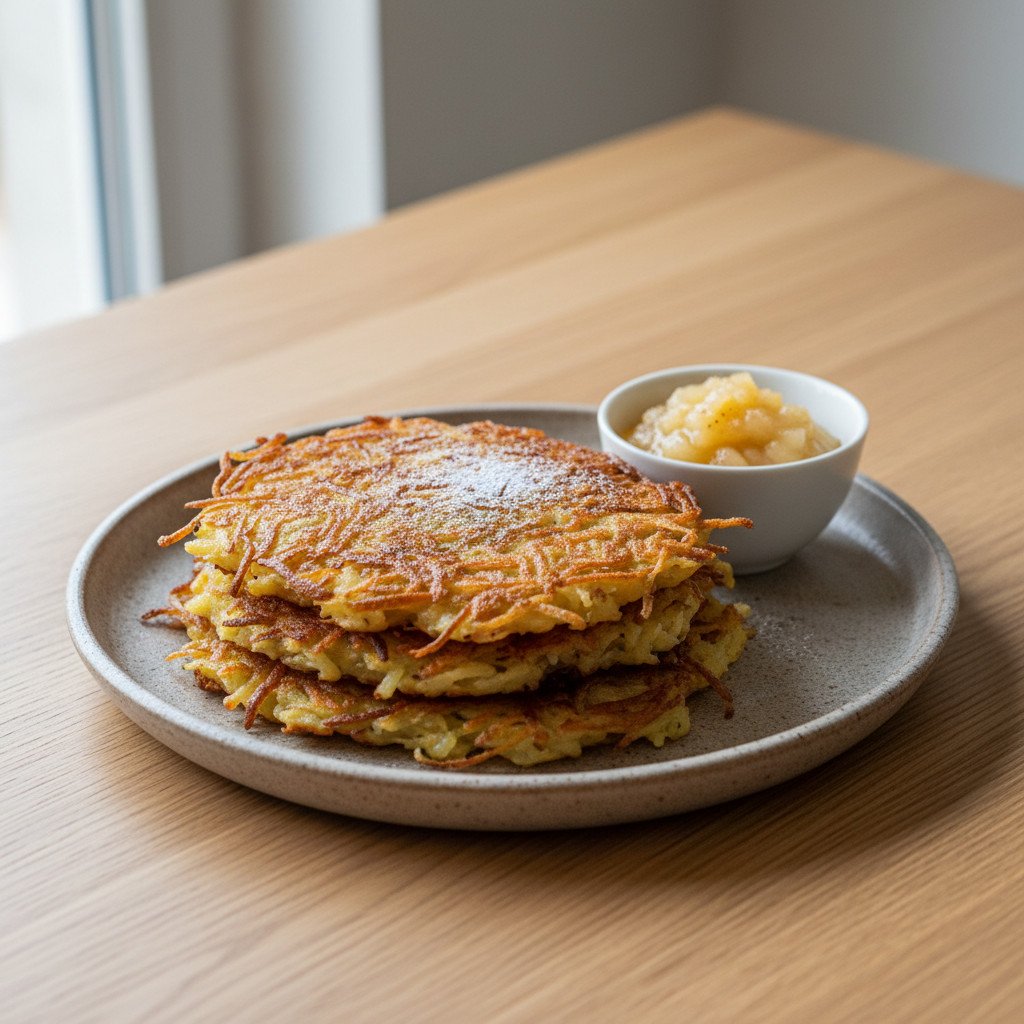 Knusprige Kartoffelpuffer mit Apfelmus Knusprige Kartoffelpuffer mit Apfelmus