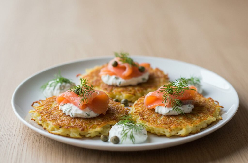 Knusprige Reibekuchen mit Lachs