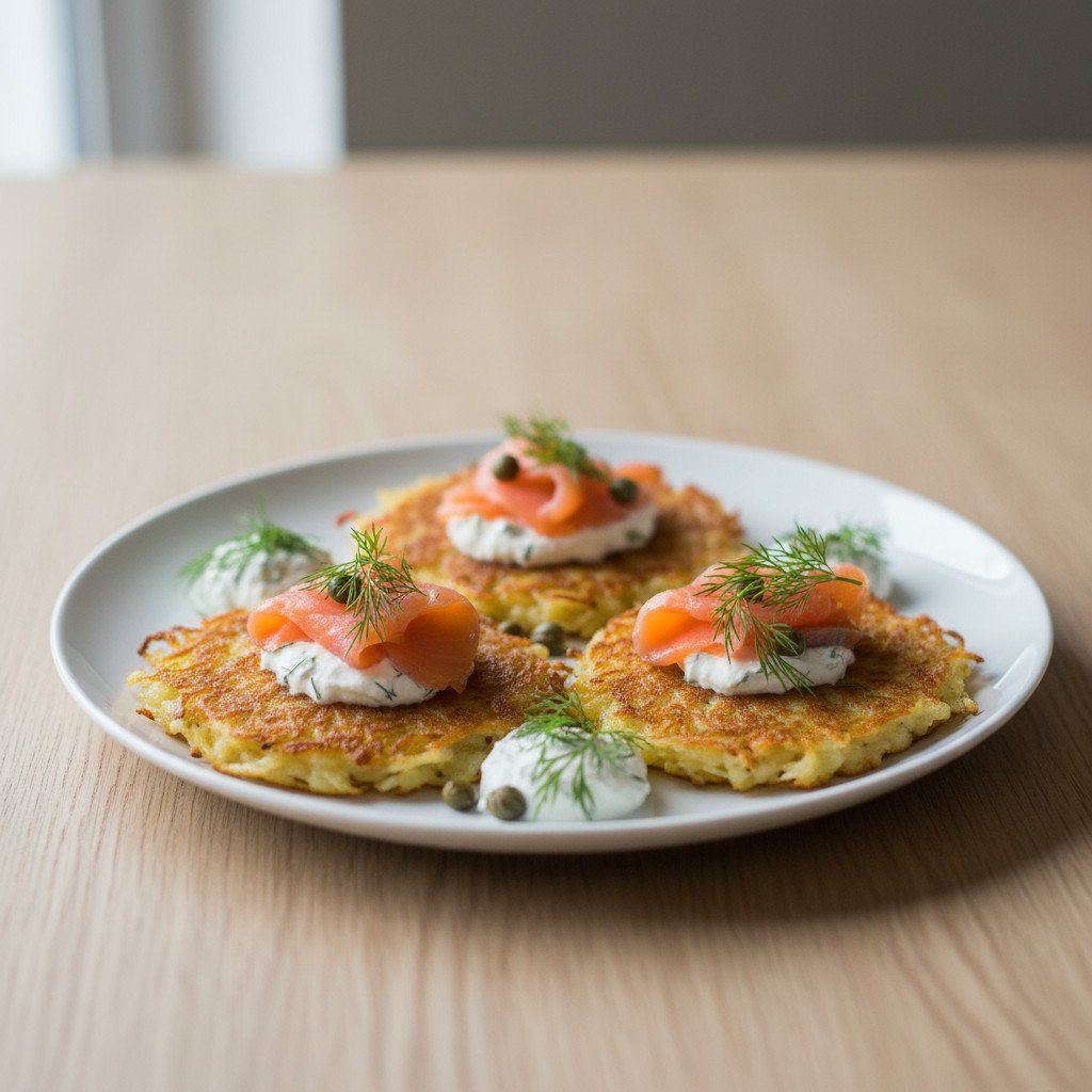 Knusprige Reibekuchen mit Lachs Knusprige Reibekuchen mit Lachs