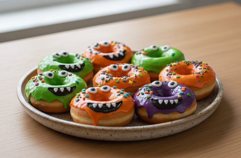 Monster-Donuts mit bunter Glasur