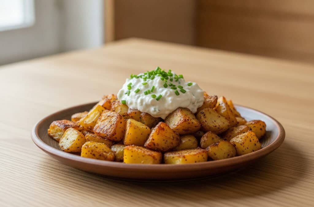Ofengeröstete Bratkartoffeln mit Kräuterquark