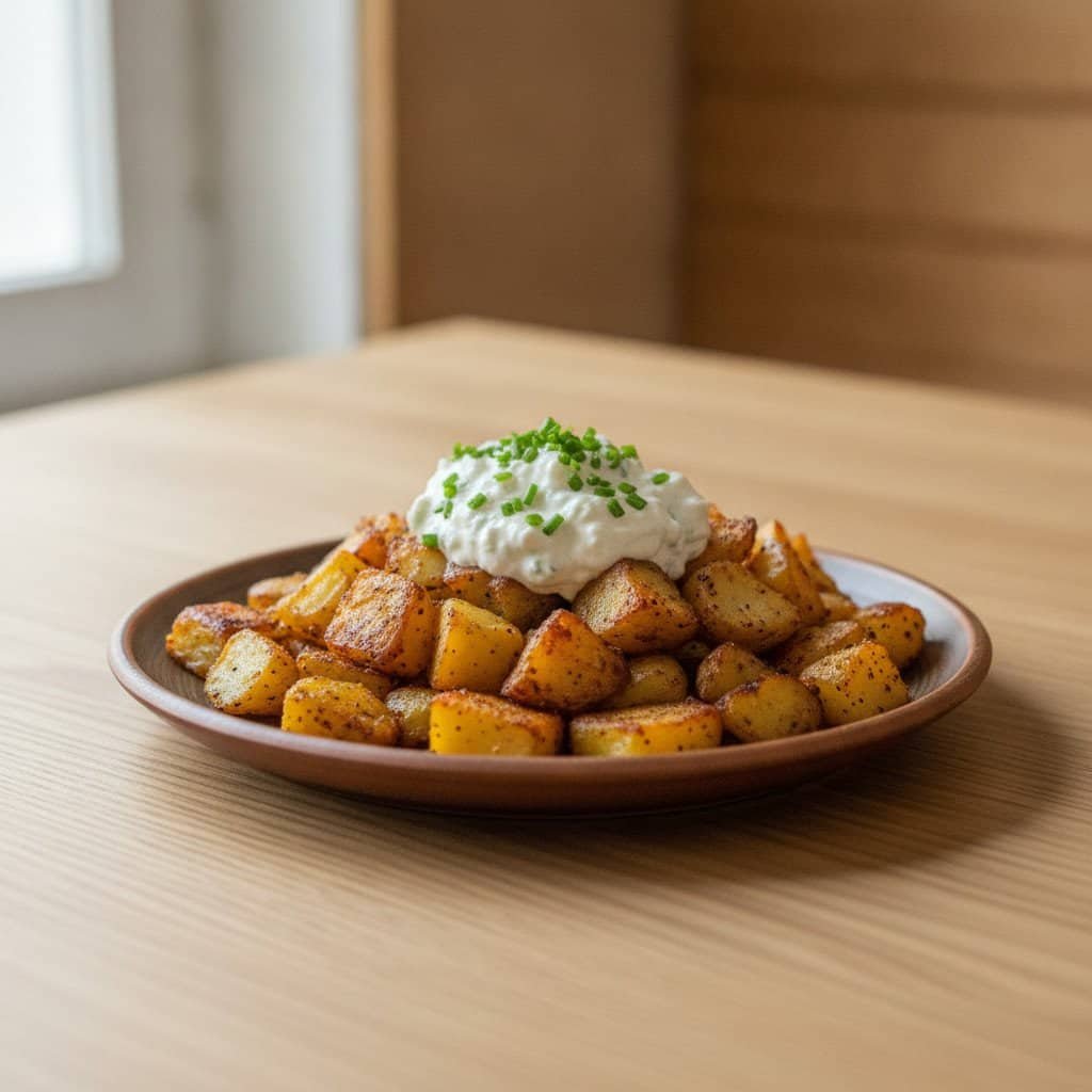 Ofengeröstete Bratkartoffeln mit Kräuterquark Ofengeröstete Bratkartoffeln mit Kräuterquark